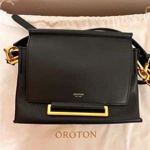 Oroton Elm small satchel day bag black